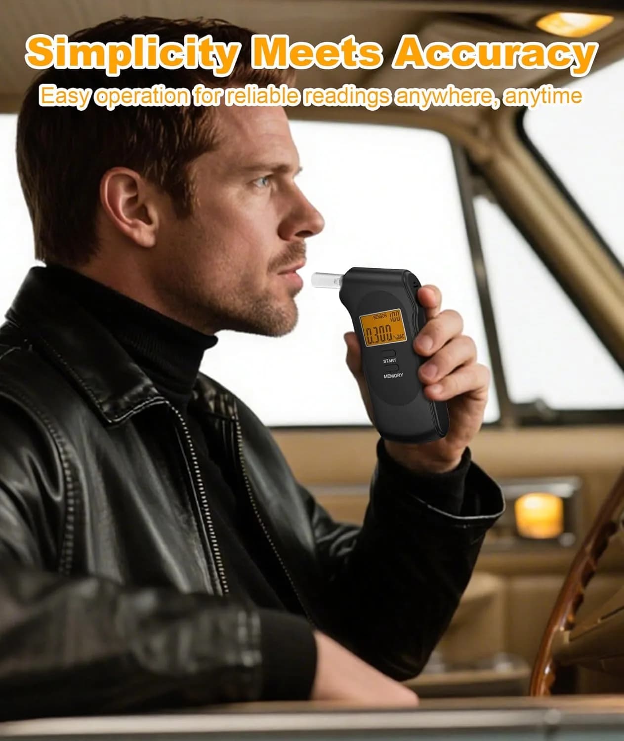 Powplur преносим алкохолен тестер (breathalyzer) с LCD дисплей и 5 мундщука снимка 4