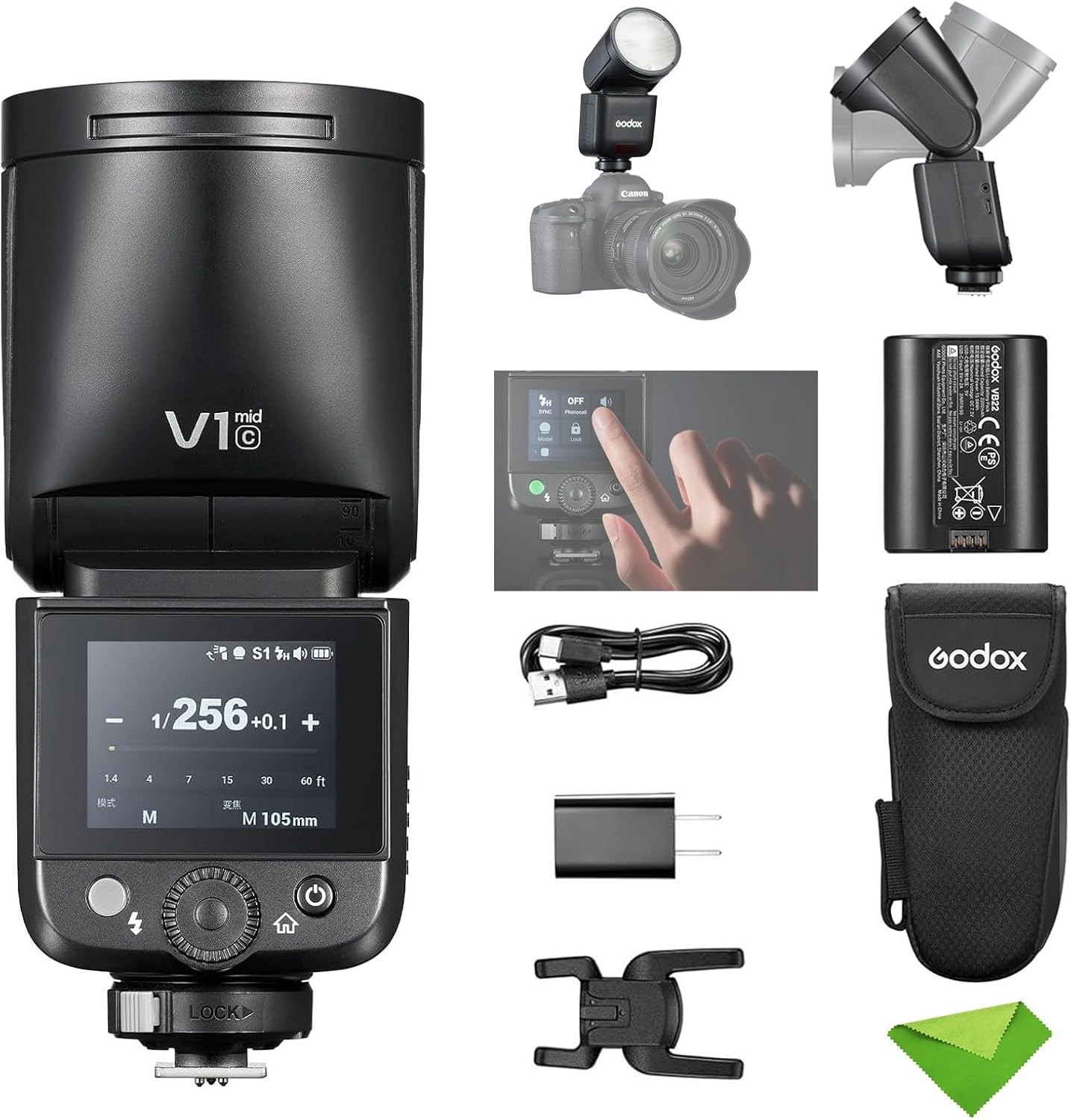 Светкавица Godox V1 mid, TTL с безжично управление и USB-C зареждане