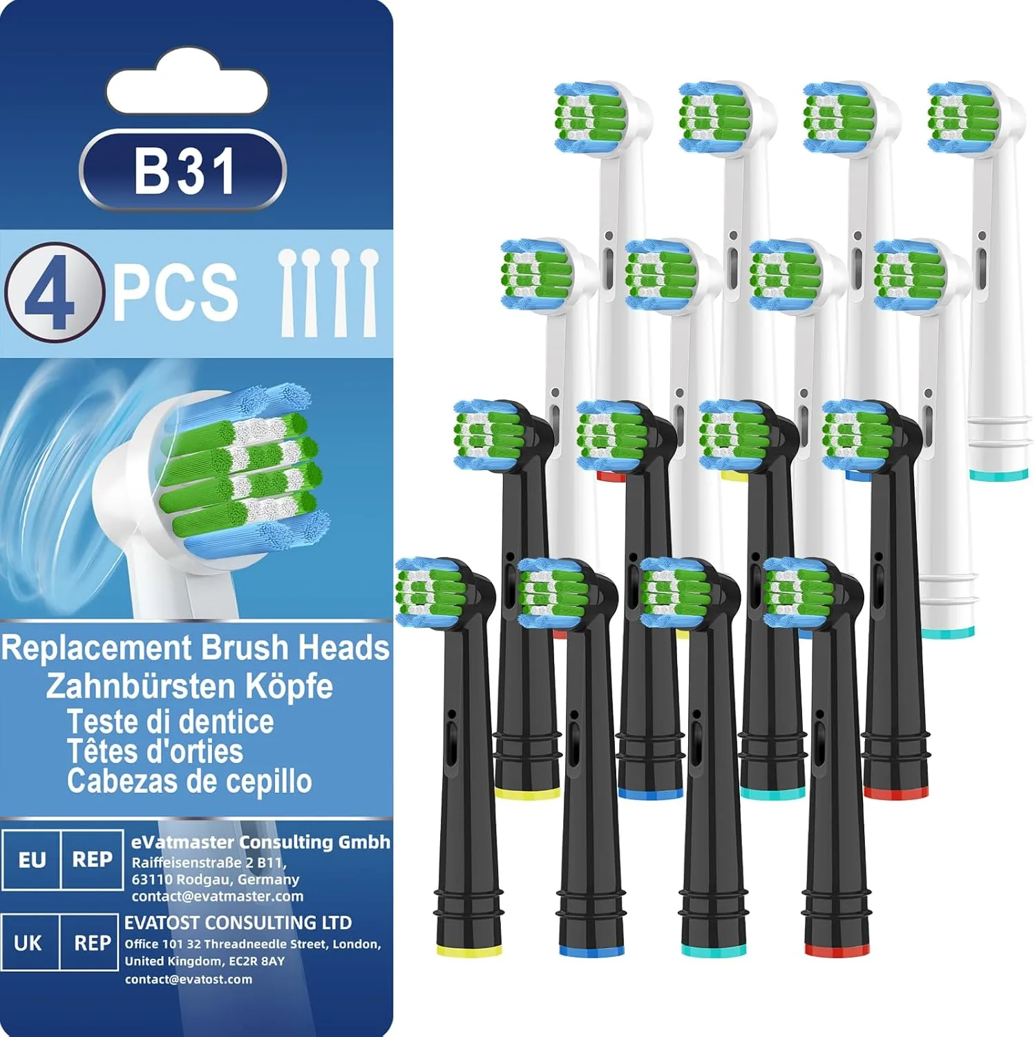 Резервни глави за електрическа четка за зъби Oral-B Braun (съвместими) – B31, 16 броя