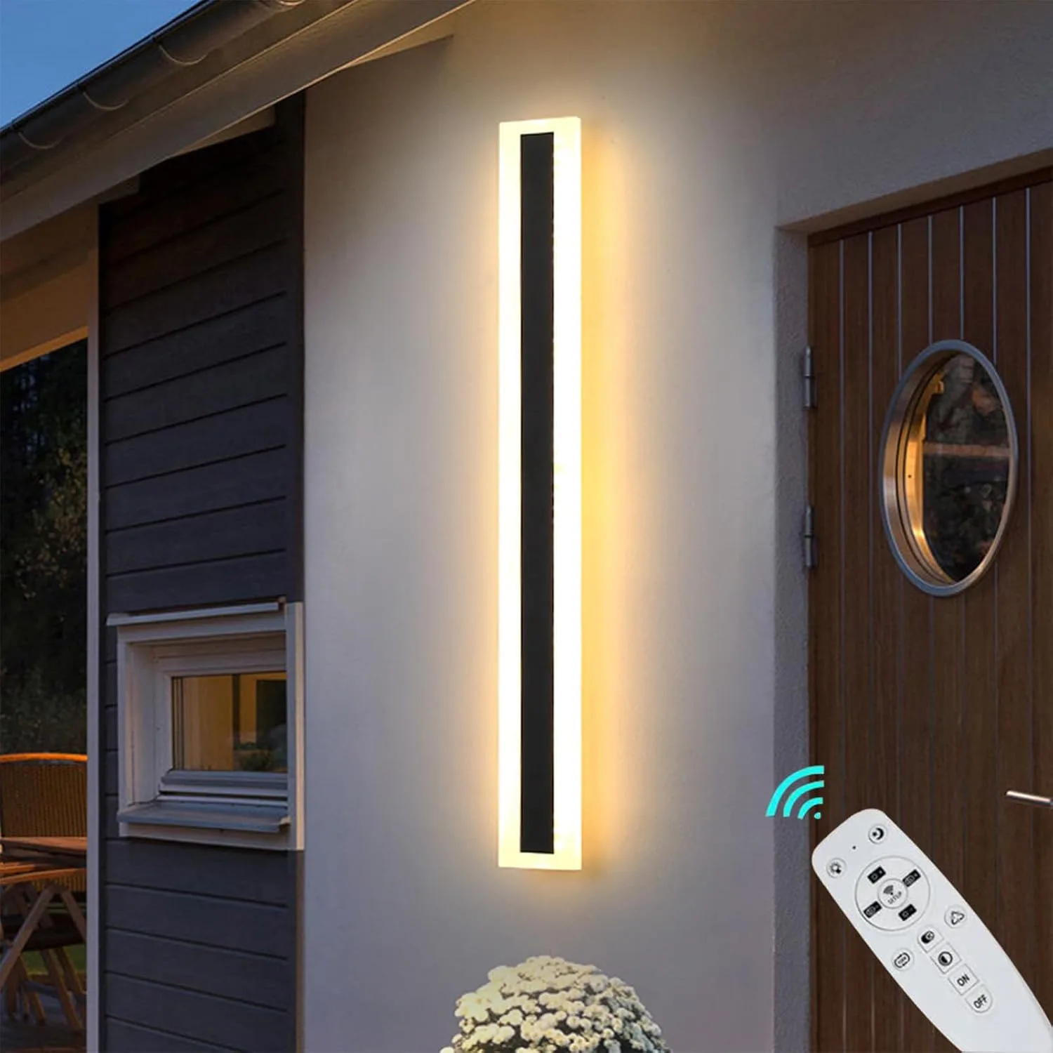 JKFBHGJL 60 см външна стенна LED лампа IP65, 22 W, димируема с дистанционно