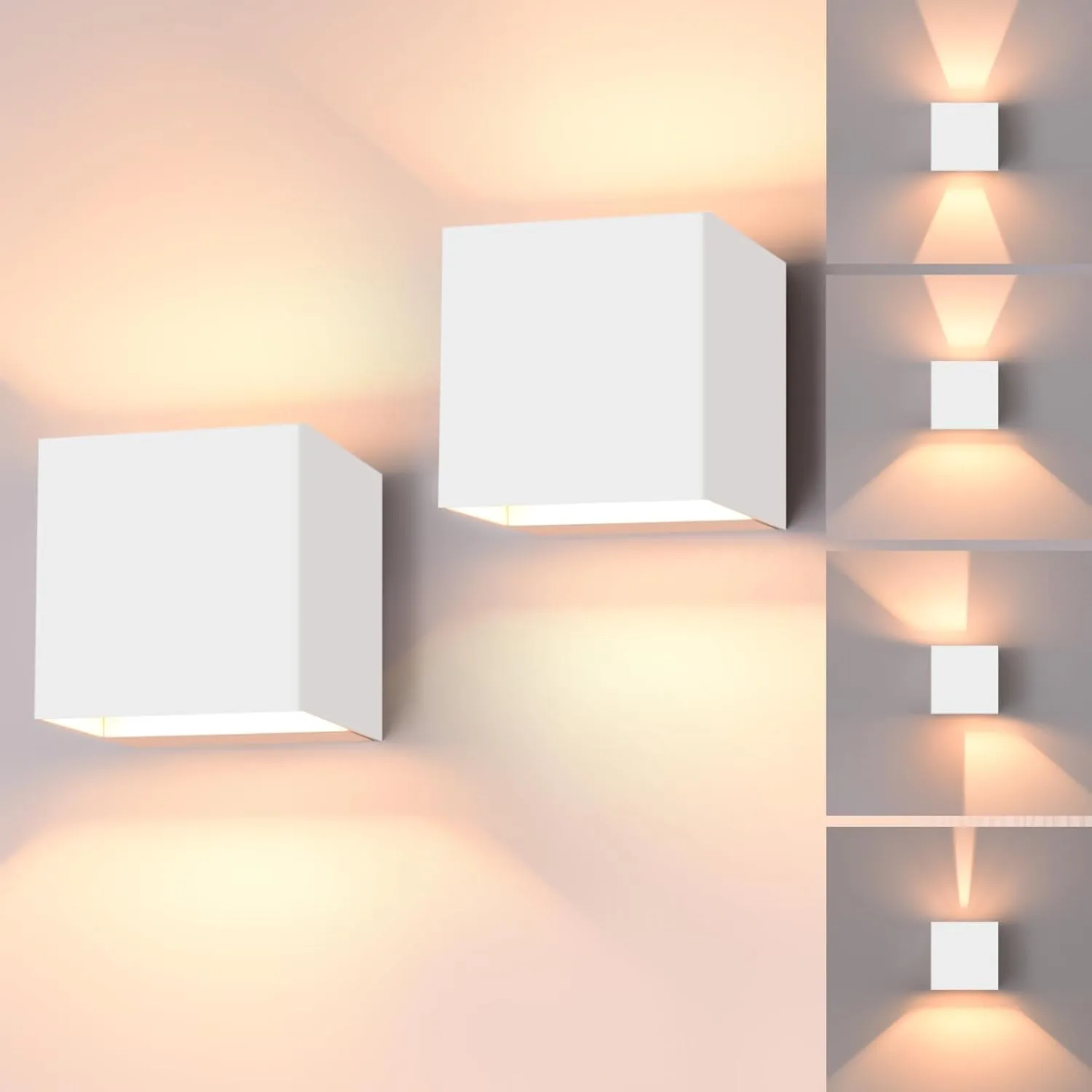 FUDESY LED стенни лампи за външно и вътрешно осветление, комплект 2 бр., 12W, 3000K, IP65, нагоре-надолу