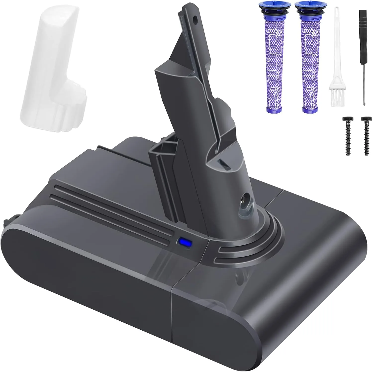Резервна батерия за прахосмукачка Dyson V7/V7 Slim 21.6V 4.6Ah + 2 филтъра