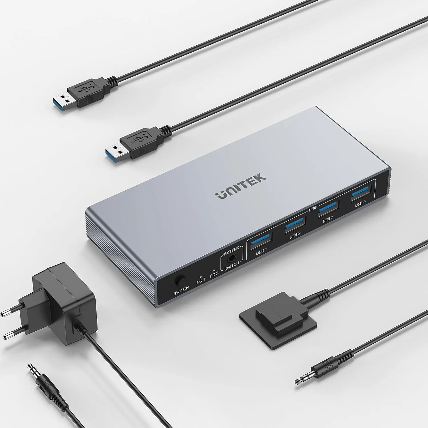 Unitek USB 3.0 HDMI KVM превключвател (1 монитор – 2 компютъра) с 4 USB порта, 4K@60Hz