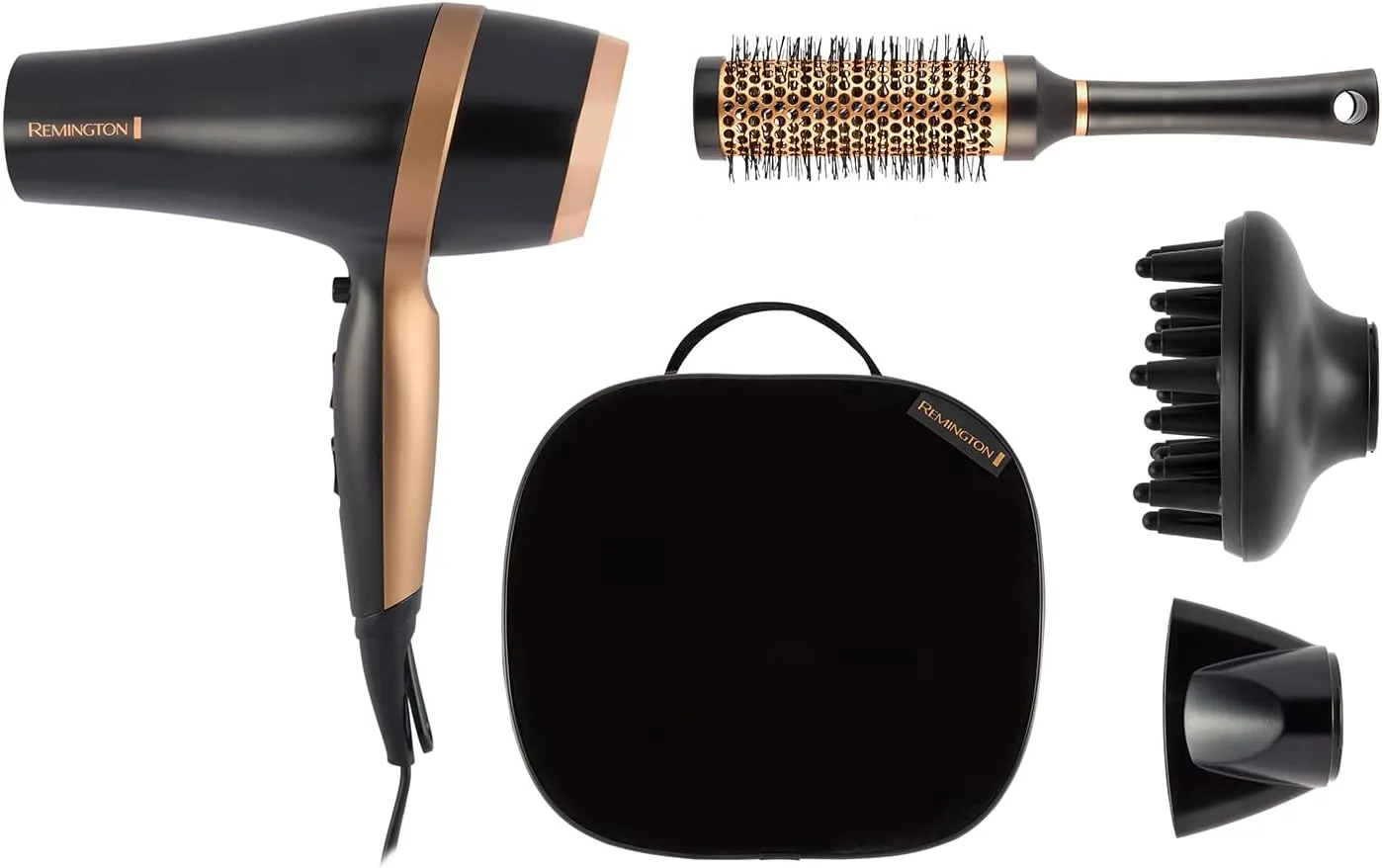 Сешоар Remington Salon Smooth подаръчен комплект с концентратор, дифузер, кръгла четка и чанта