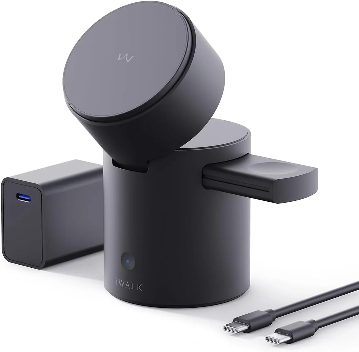 iWALK StandMe Auto 3-в-1 магнитна стойка с безжично зареждане (за iPhone/AirPods/Watch)
