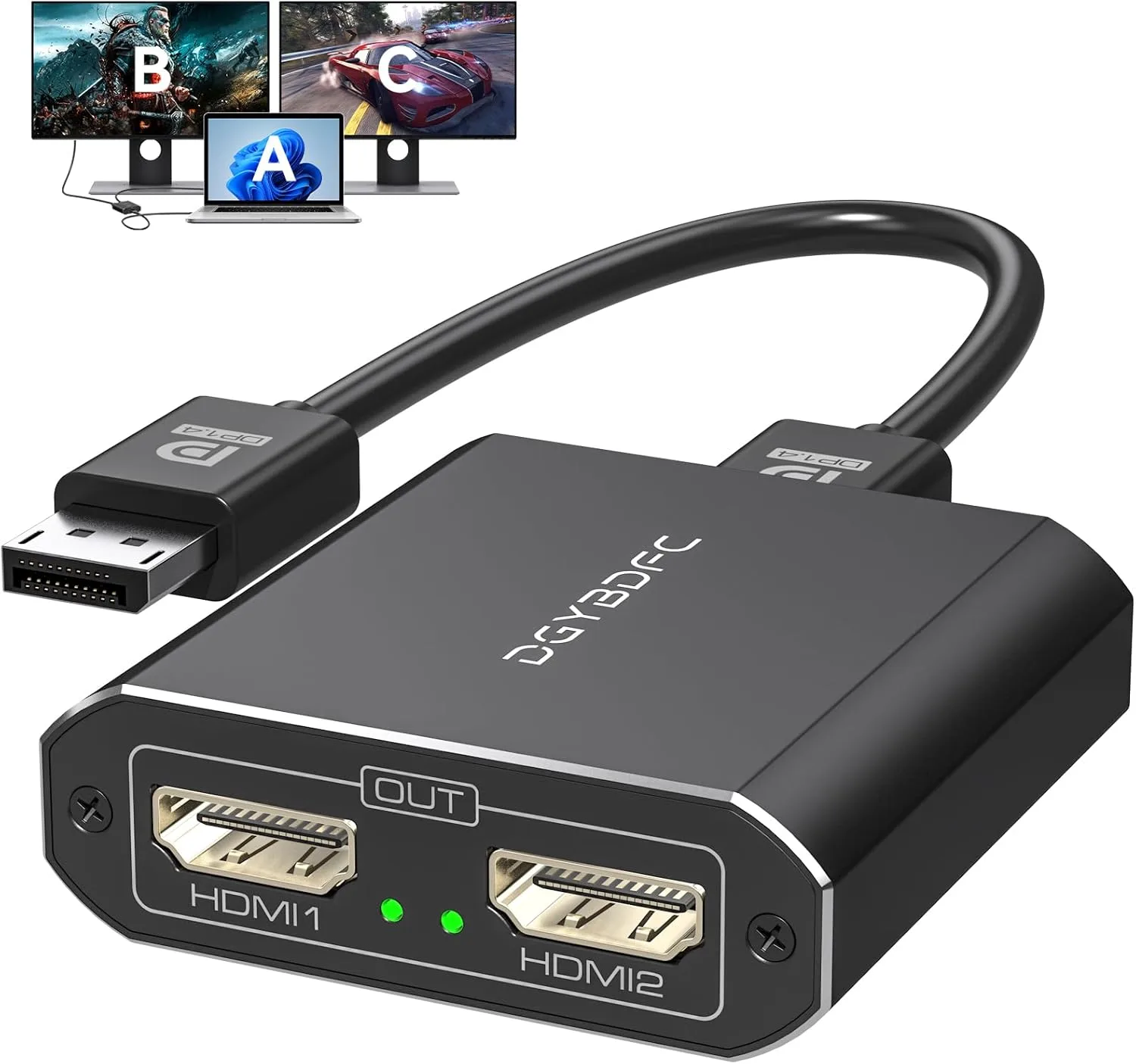 DP 1.4 към 2x HDMI 2.0 адаптер (DisplayPort към двоен HDMI) 4K/60Hz