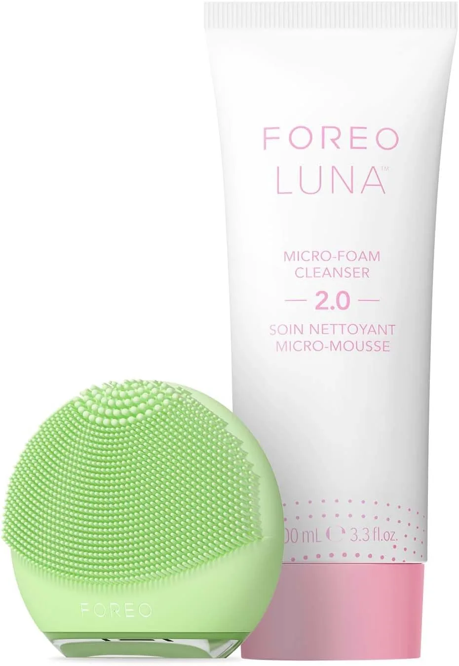 FOREO LUNA 4 go – смарт силиконова четка за лице с масаж + почистващ micro-foam 2.0 (100 ml)