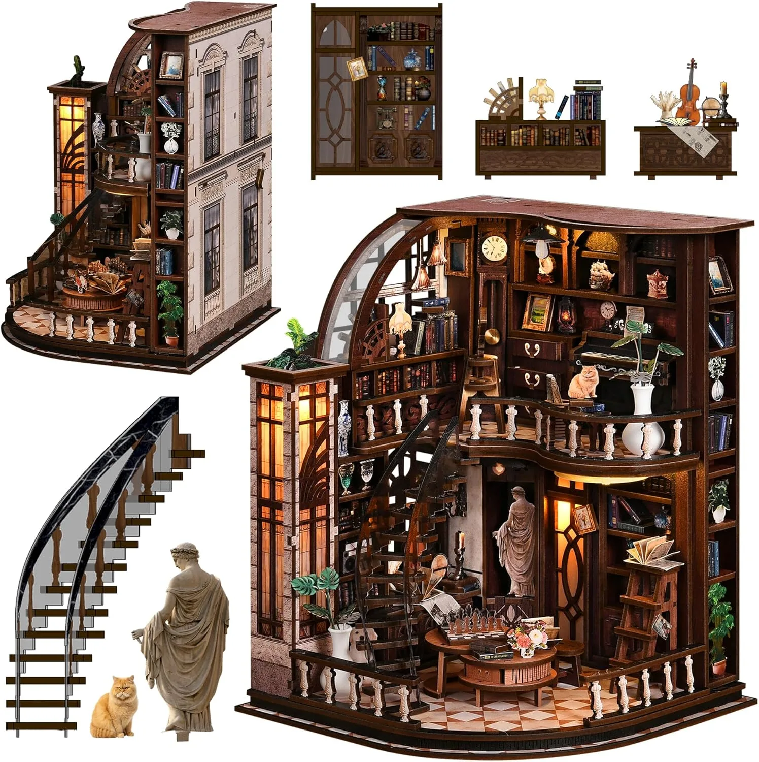 DIY Book Nook Миниатюрна книжарница – 3D пъзел за сглобяване