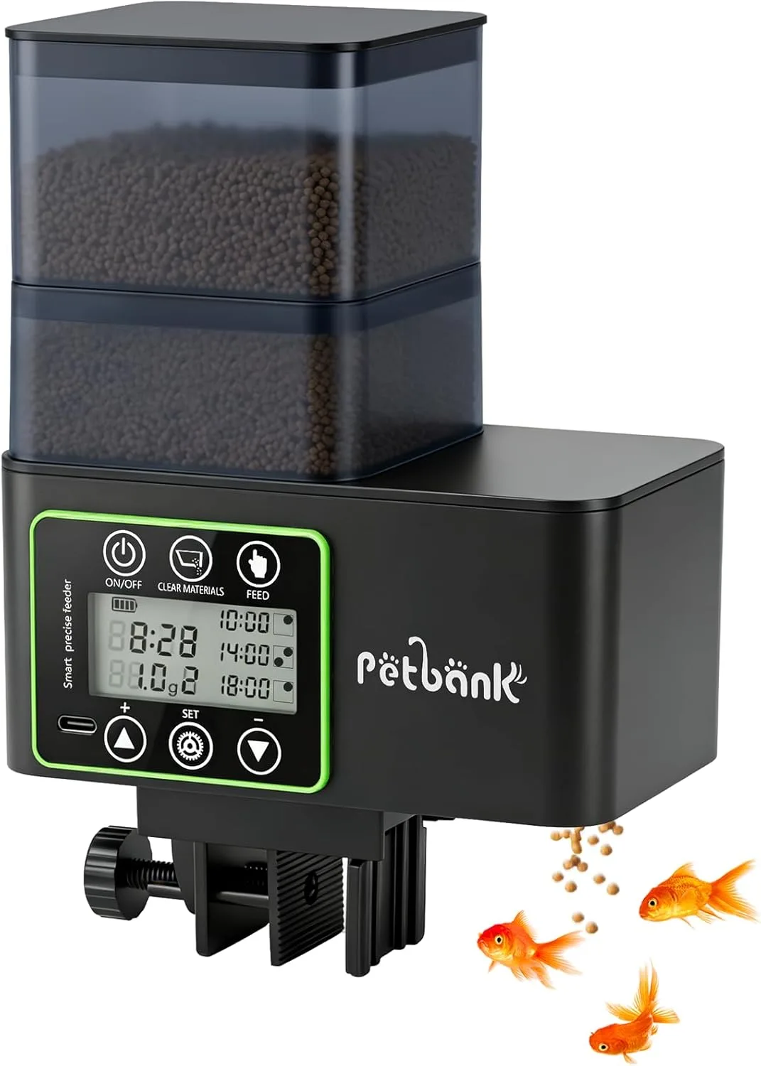 Автоматична хранилка за риби Petbank с програмиране, LCD дисплей и вградена батерия