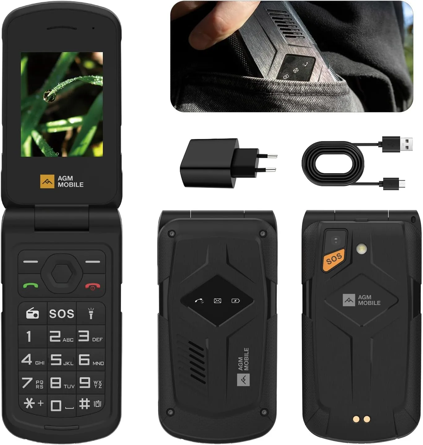 AGM M10 rugged 4G LTE мобилен телефон (двойна SIM) с SOS и факел