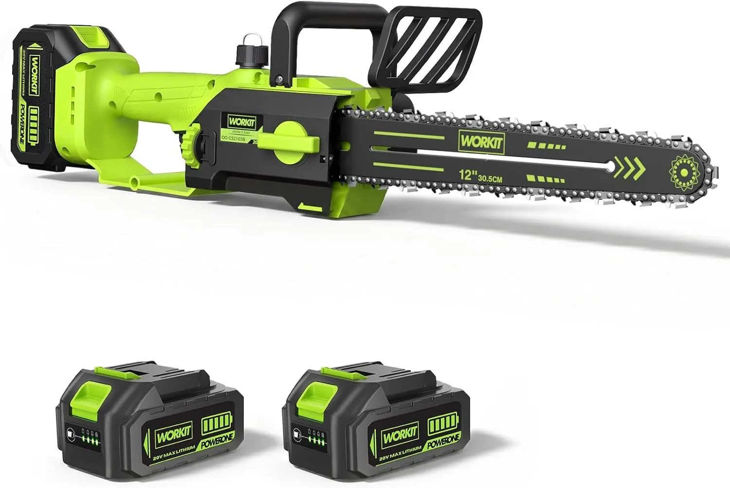 WORKIT 30 см безжичен верижен трион, 2 бр. батерии 4000 mAh