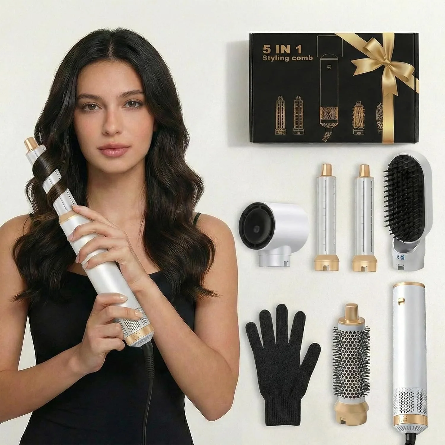 Комплект за стилизиране на коса Airbrush Magic 5 в 1 – сешоар, преса/четки и приставки