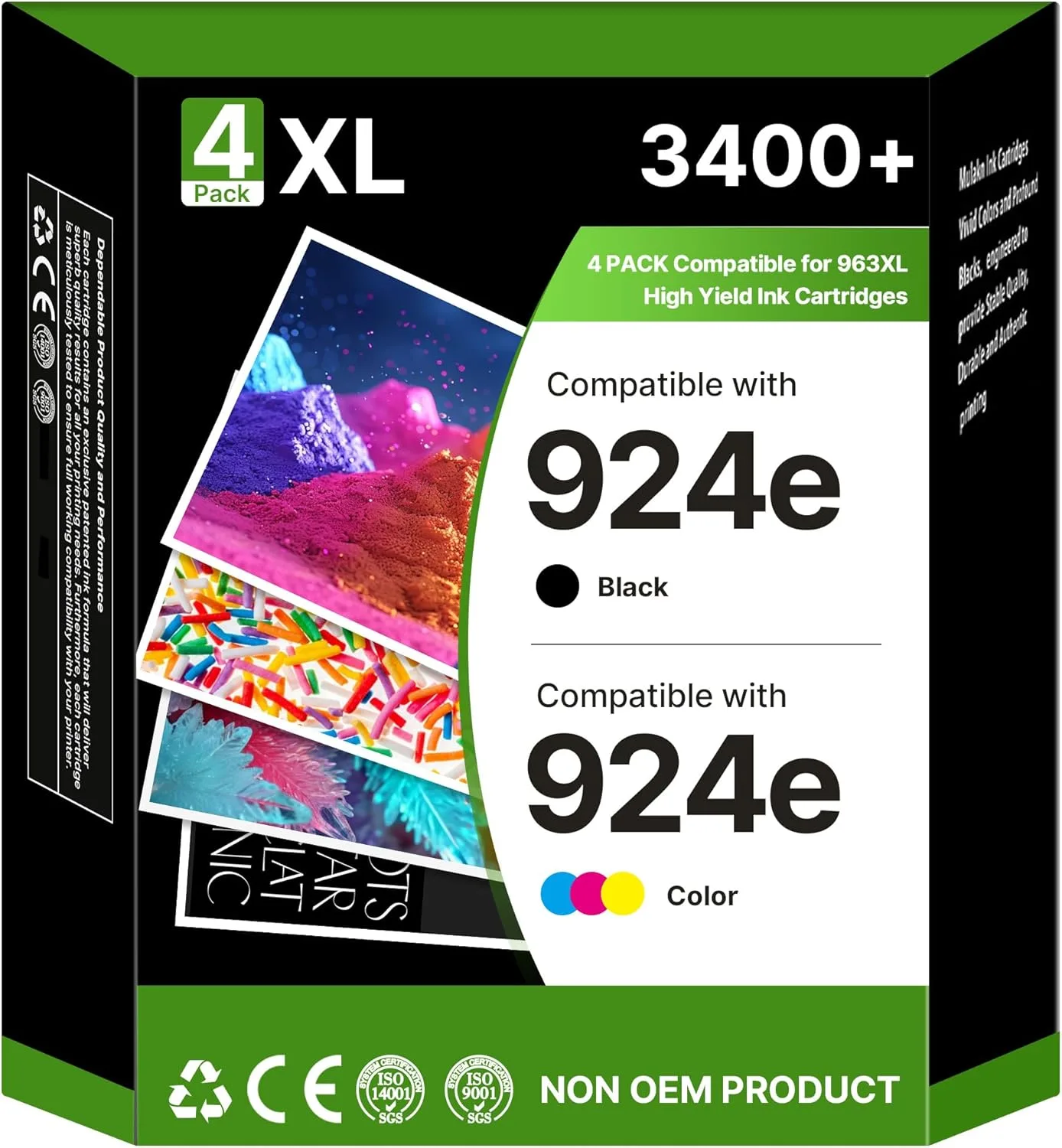 Съвместими мастилени касети 924e / 924XL (4 броя) за HP OfficeJet Pro – черна, циан, магента, жълта