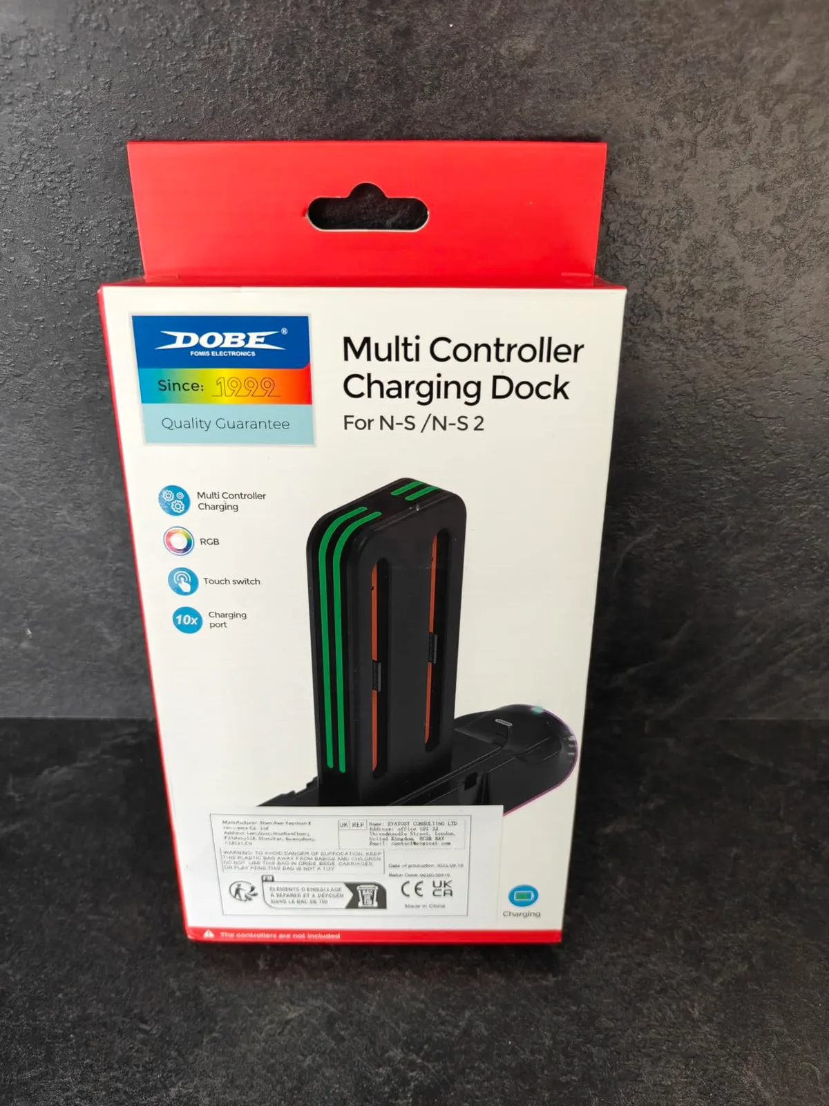 Зарядна станция (Charging Dock) за Switch 2 – зарежда 2 Pro контролера и 4 Joy-Con, RGB подсветка