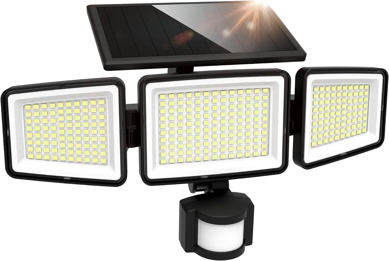 LUTEC Соларна външна лампа с 302 LED, сензор за движение и 3 прожектора