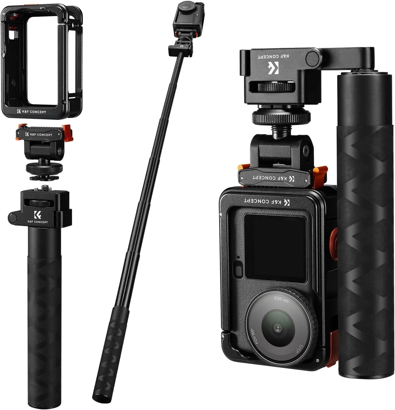 K&F CONCEPT комплект за екшън камера/Action 6: селфи стик + клетка Osmo Action 6