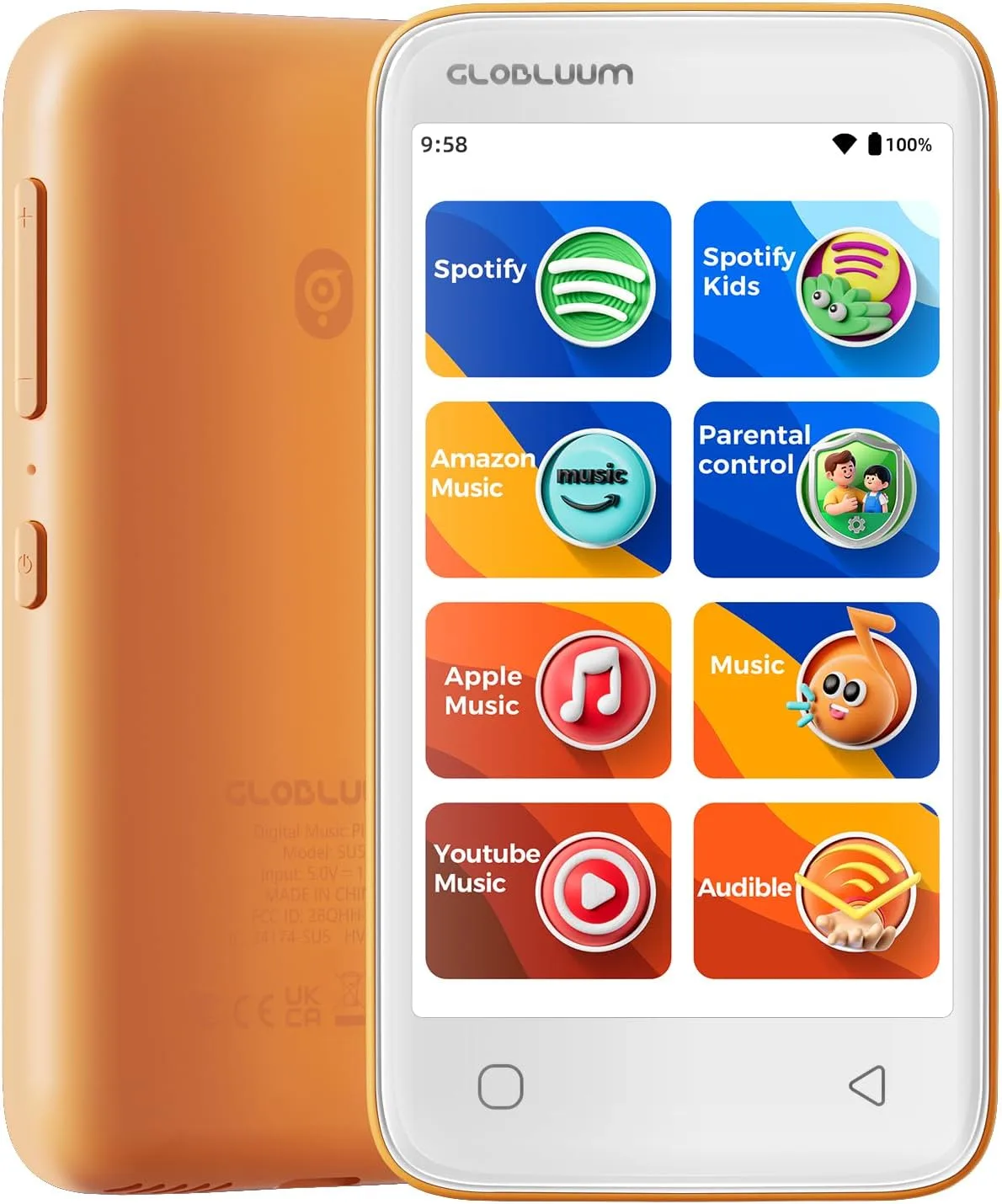 Детски MP3 плейър с родителски контрол, Bluetooth и Wi‑Fi, 16GB (Cosmic Orange)