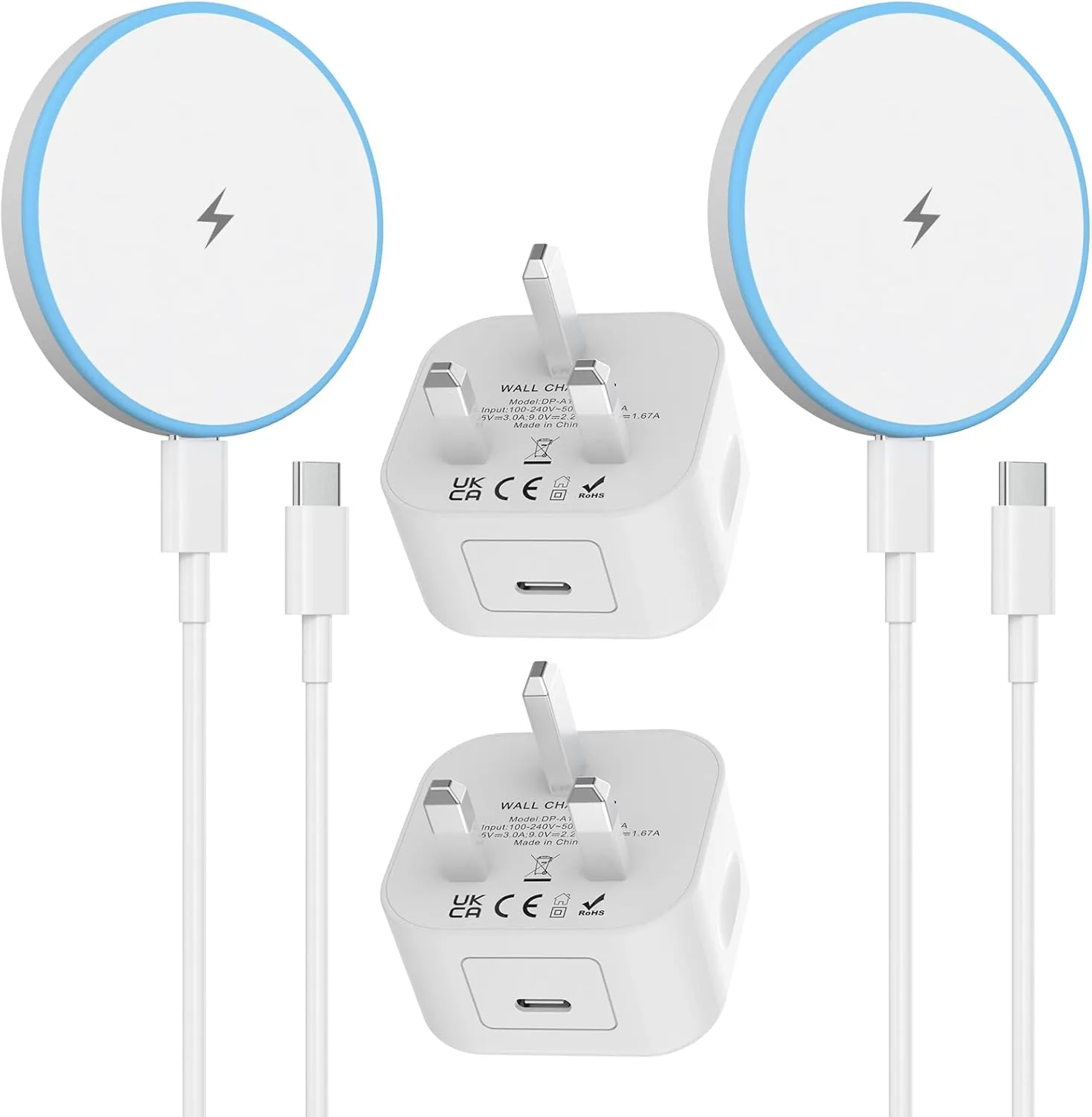 Безжично Mag-Safe магнитно зарядно за iPhone – комплект 2 броя 15W (и 20W кабелно)