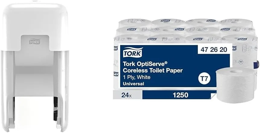 Диспенсър за тоалетна хартия Tork OptiServe Coreless + консуматив 24 ролки T7