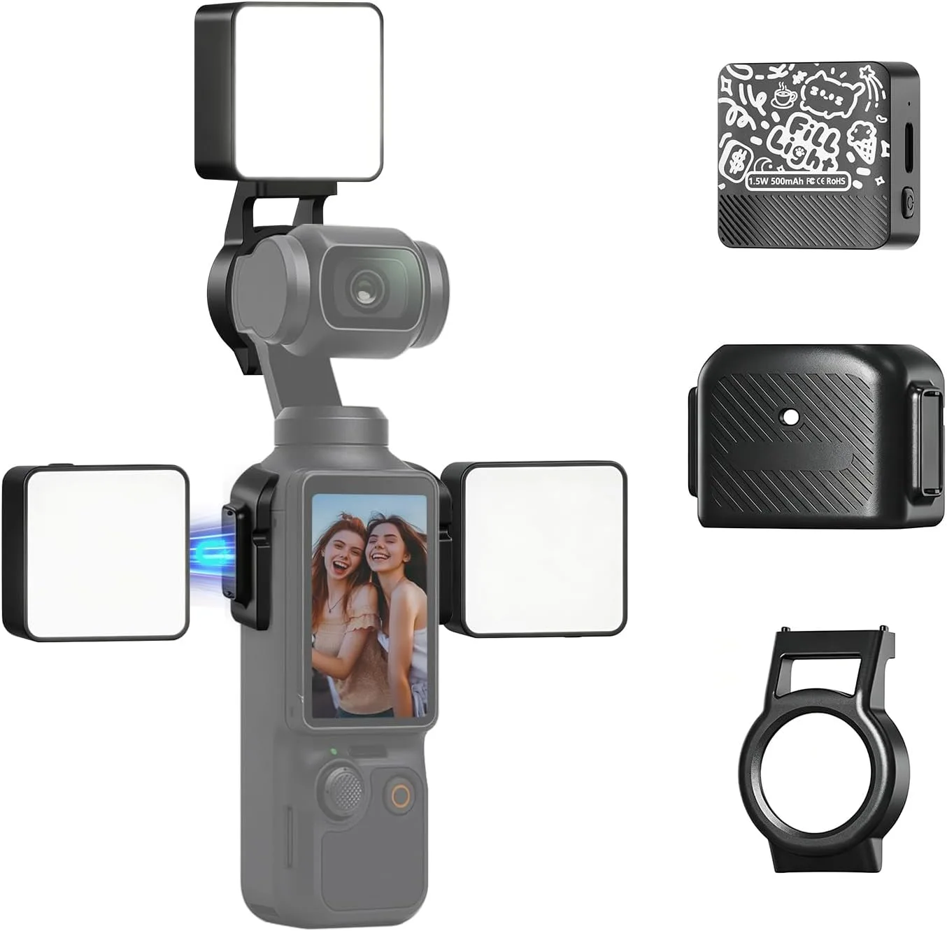 Комплект 3 магнитни LED лампи за DJI Osmo Pocket 3/4, акумулаторни