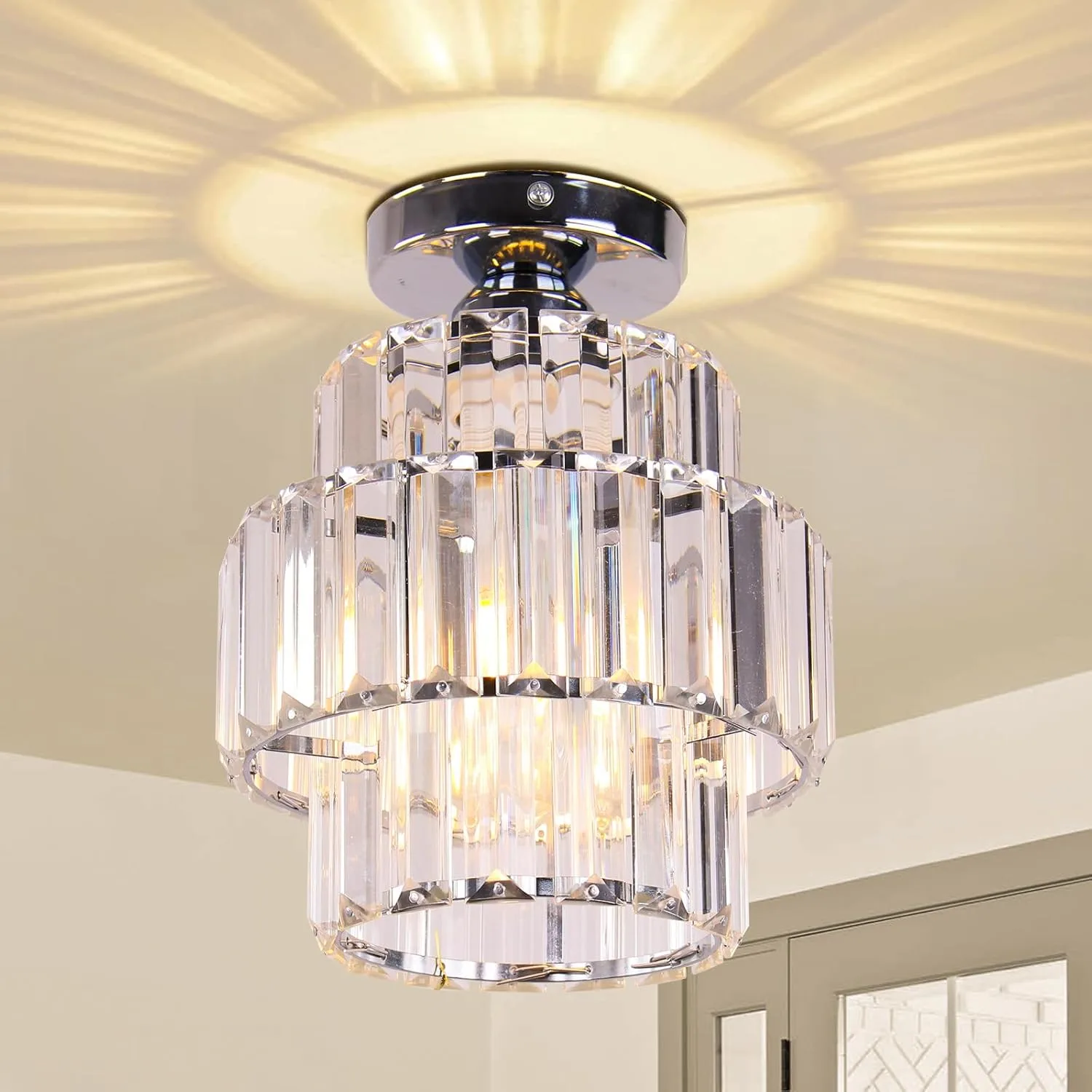 LED полилей с кристален дизайн за таван – хромирана визия, ефектно осветление