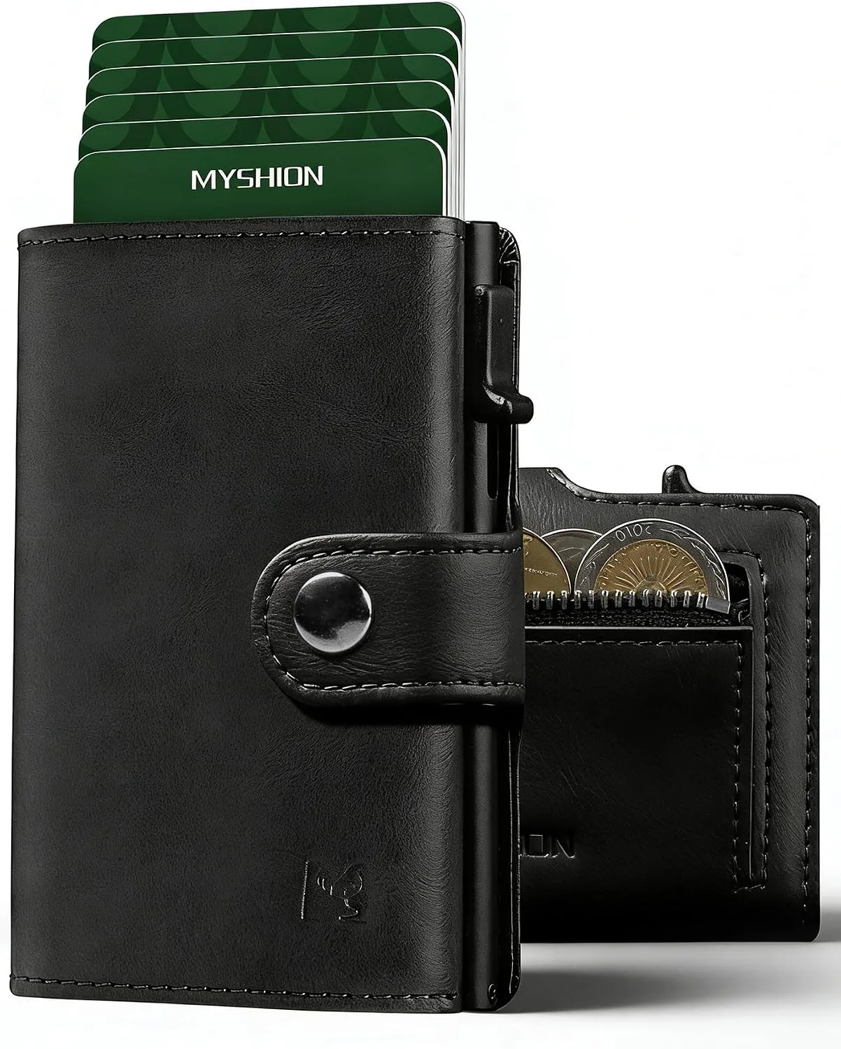 Мъжки портфейл с джоб за монети, прозорец за лична карта и RFID блокиране (до 11 карти)
