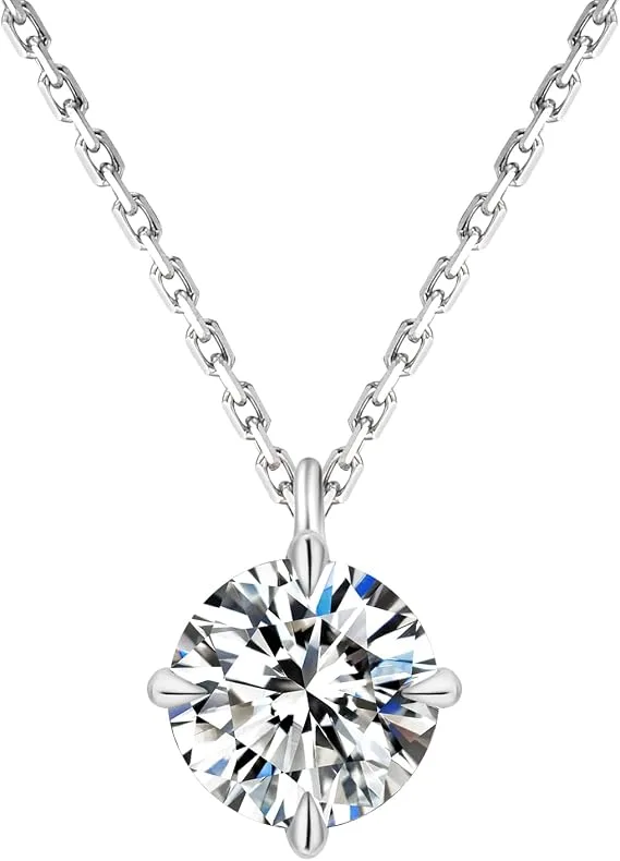 Дамско колие KRKC&CO с моисанит висулка, 14K покритие и стерлингово сребро 925